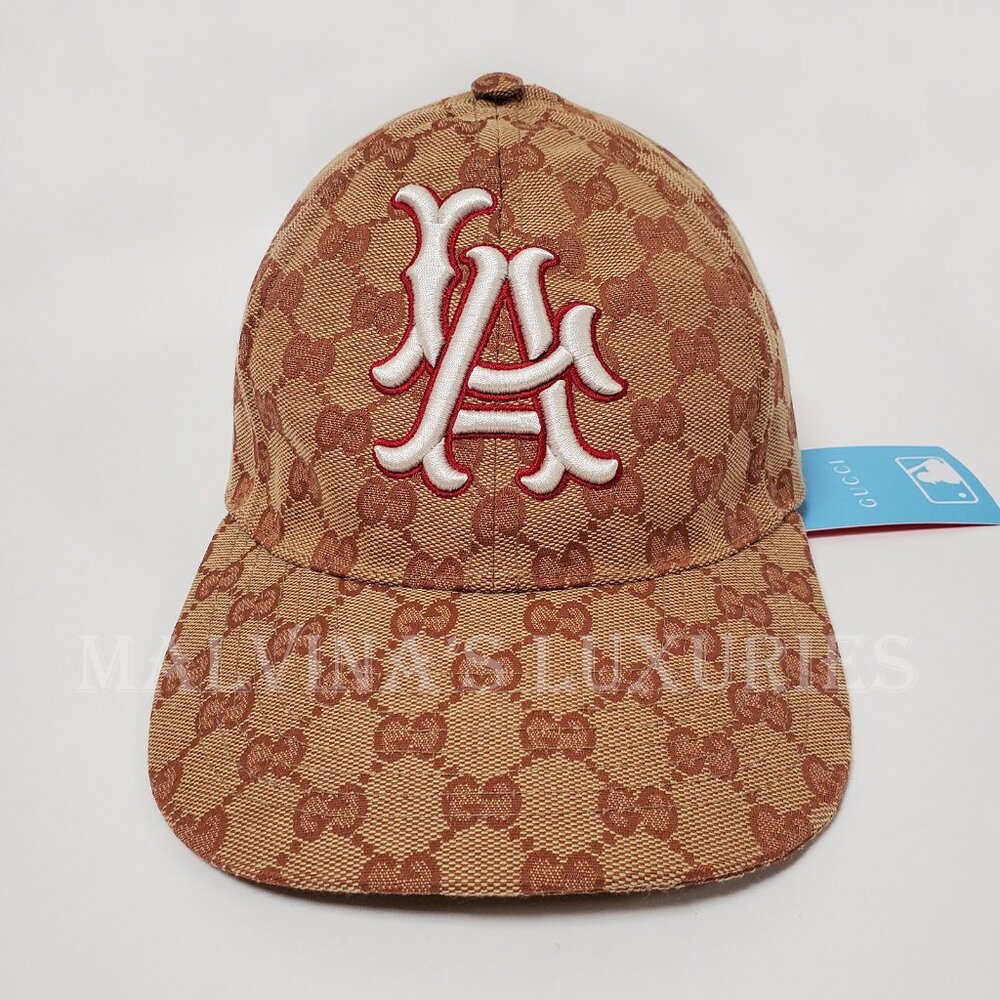 GUCCI BASEBALL CAP LA DODGERS GG SUPREME LOGO CANVAS PATCH HAT sz 57 - 61 - Picture 4 of 14